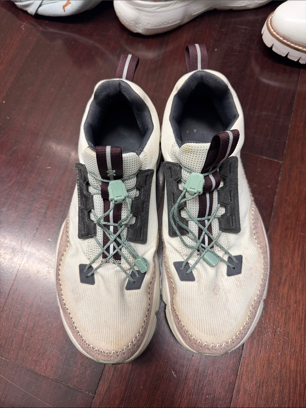 Women’s Athletic Sneakers in Cream with Sage Accents